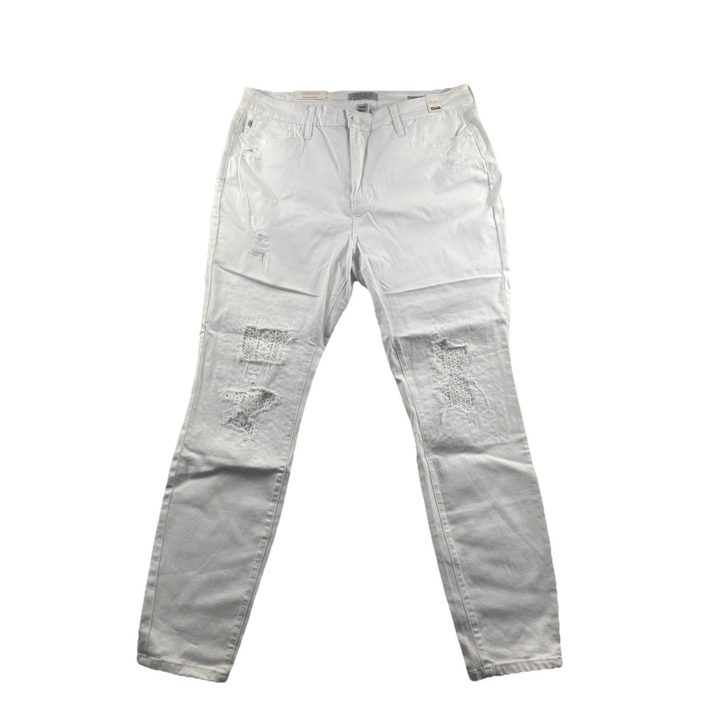 Judy Blue Distressed White Skinny Jeans Size 18W‎ High Waist Denim Stretch NEW